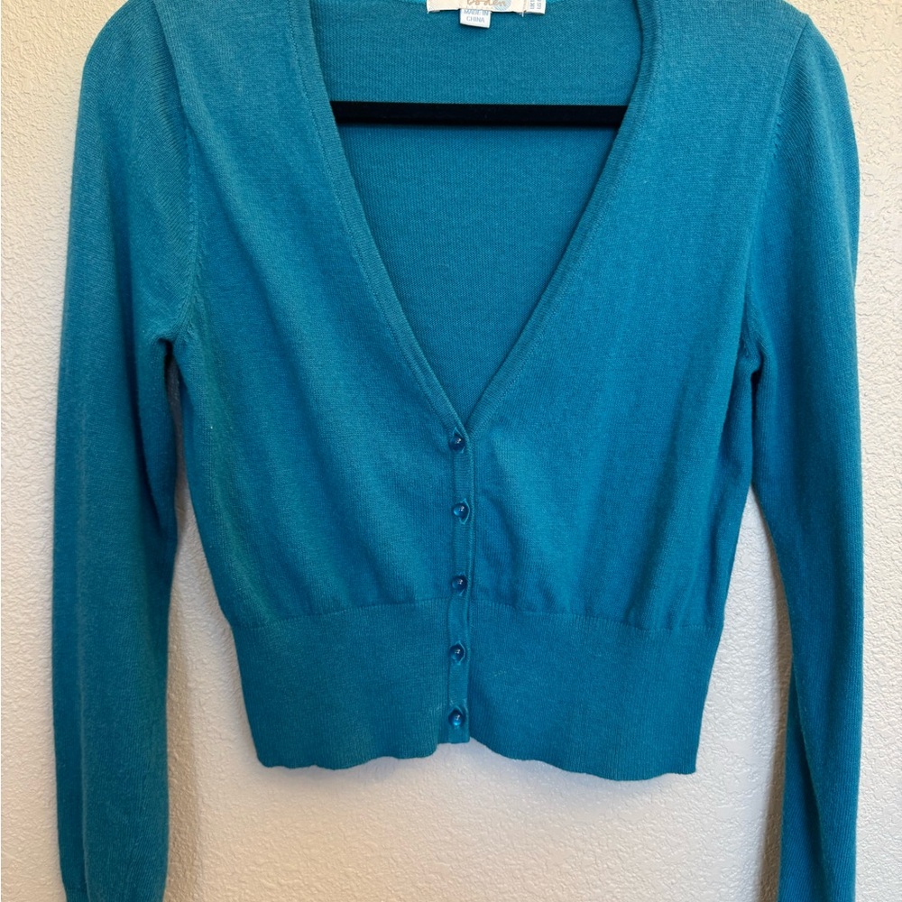 Boden Turquoise Button-Up Cardigan